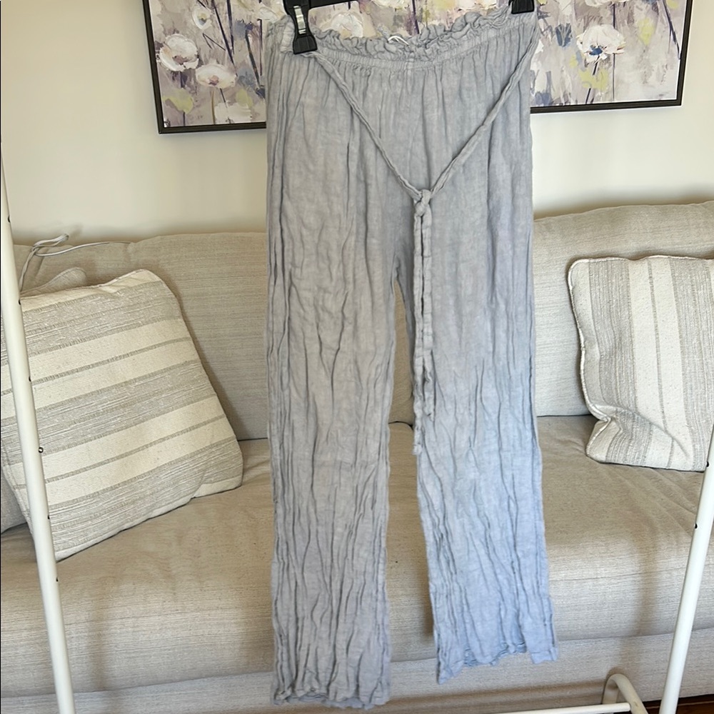 Light Gray Crinkled Pants